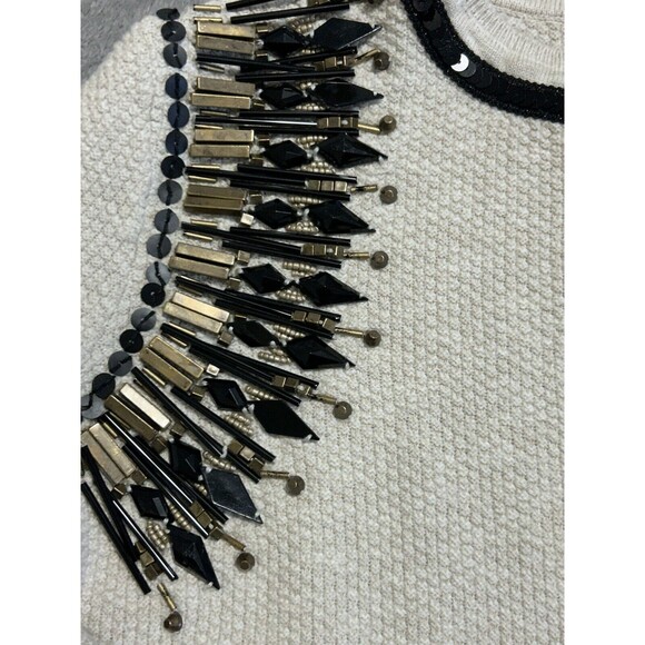 Chicos open front sweater Sz 1. Tan With Beaded Embellishing - Picture 4 of 4